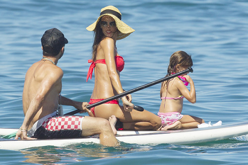 Allesandra Ambrosio on Maui in a red bikini with family