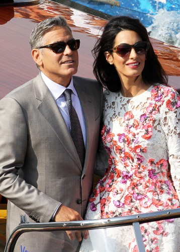 George Clooney on the boat after wedding with Amal Alamuddin