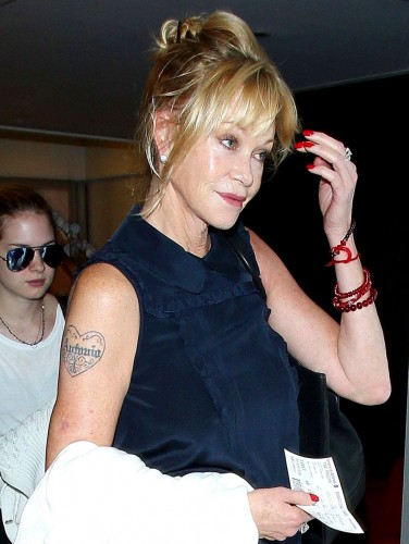 Melanie Griffith and family at LAX Airport, Los Angeles, America - 18 Sep 2014