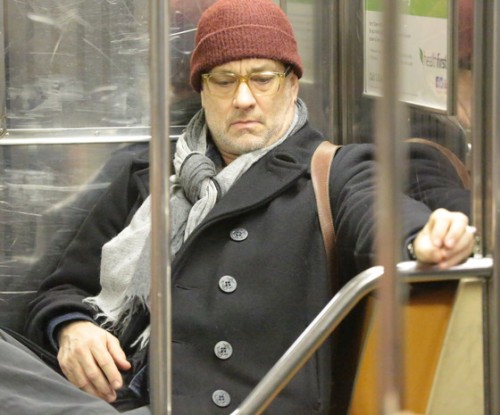Tom Hanks seen riding the subway
