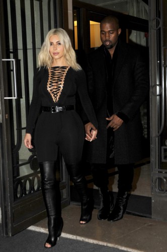 Kim Kardashian and Kanye West out and about in Paris