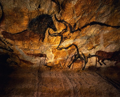 Replica of Lascaux Cave Painting of a Bull and Horse