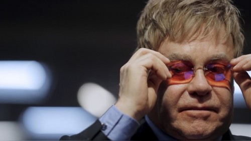 Singer Elton John, founder of the Elton John AIDS Foundation pauses as he testifies before a Senate Appropriations State, Foreign Operations and Related Programs Subcommittee hearing on global health problems in Washington May 6, 2015. REUTERS/Carlos Barria - RTX1BTOX