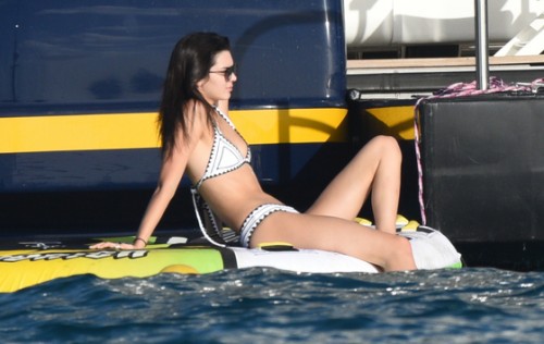 Kendall Jenner in White Bikini with Harry Styles on a Yacht in Saint Barthelemy